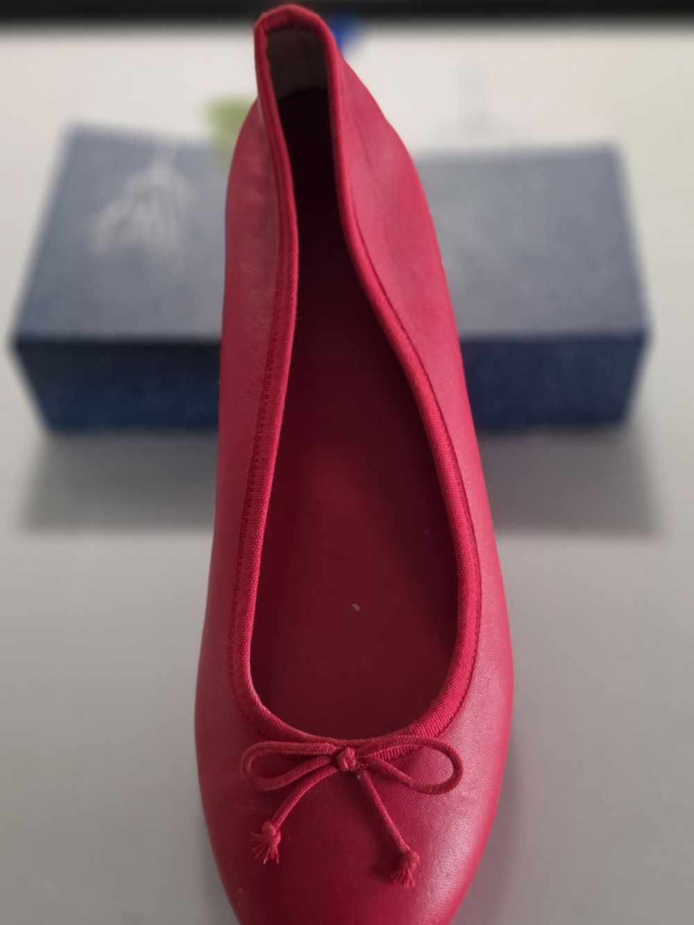 Red Ballet Flat Women's Shoe - Classic Bow